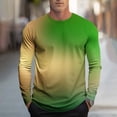 thumbnail image 2 of LNWUY Men's Big and Tall Casual Gradient Print Top Soft Comfortable Sports Long Sleeve Crew Neck Blouses Shirts Green S, 2 of 5