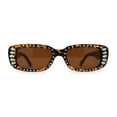 thumbnail image 2 of Womens Rhinestone Bejeweled Mod Rectangular Plastic Sunglasses Tortoise Brown, 2 of 4