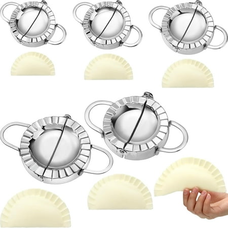 

5 Pack Stainless Steel Dumpling Maker Dumpling Press Perogies Maker Press Dumpling Wrapper Stamp Ravioli Mold Pastry Dough Cutter Various Sizes Kitchen Accessories 2.95/3.35/3.74/4.92/5.91 In