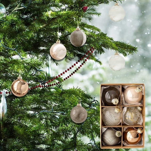 Xihbxyly Bolas para Árbol de Navidad, Adornos Multicolores Irrompibles, Fáciles de Colgar, Decoración Festiva para El Hogar, Ideal para Fiestas, Versátiles para Árbol, Mesa y Chimenea, Juego de 6 Pie