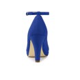 thumbnail image 3 of Unique Bargains Women's Round Toe Stiletto Heel Ankle Strap Pumps Dark Blue 8, 3 of 8