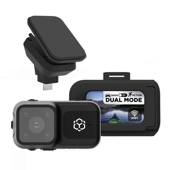 YADA BEON PLUS 1080P Dash Cam Body Cam 2-in-1, Voice Control Enabled, App Compatible for Wireless Video Access, 680mAh Battery, 8GB SD Card Included, BEON1ABK