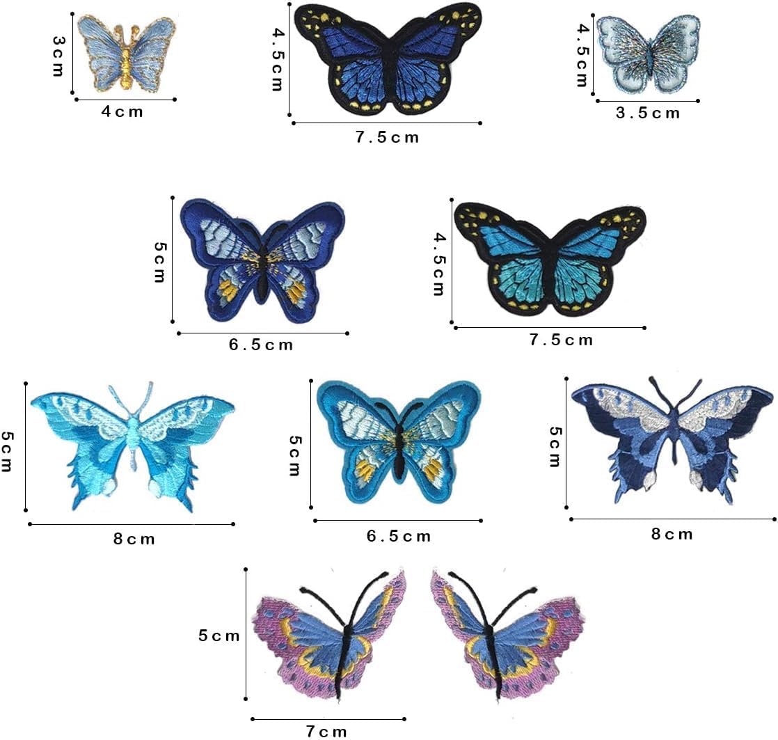 10 Pieces Butterfly Embroidery Patches, Sew On Applique Repair Patch for DIY Clothing Bags Jackets