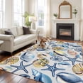 thumbnail image 3 of Area Rug 72×108in, Vintage Ocean Marine Life Floor Carpet Living Room Rug, Watercolor Sea Shells Starfish Non-Slip Welcome Mat Indoor Rugs for Bedroom Dining Room, 3 of 9
