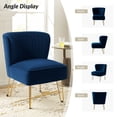 thumbnail image 2 of Velvet Armless Accent Chair Gold Metal Legs Modern Upholstered Single Sofa Side Chair Home Living Room Navy, 2 of 7