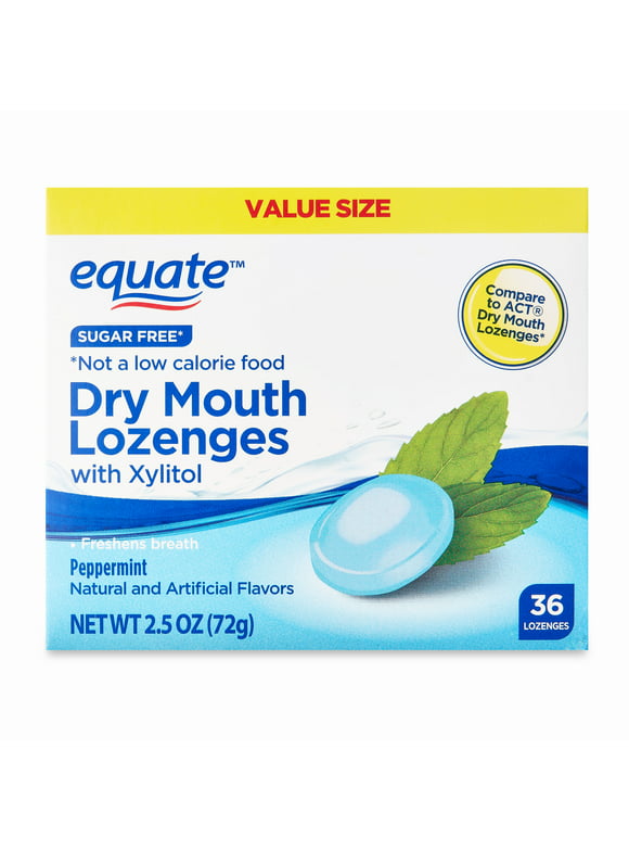 Equate Peppermint Xylitol Lozenges for Dry Mouth, Sugar-Free, 36 Count