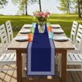 thumbnail image 4 of Navy Blue Geometric 108 Inch Table Runner, White Greek Key Farmhouse Farmhouse Dresser Scarf Cotton & Linen Tablerunner for Dining/Kitchen Island/Holiday Party Décor 13" x 108", 4 of 9