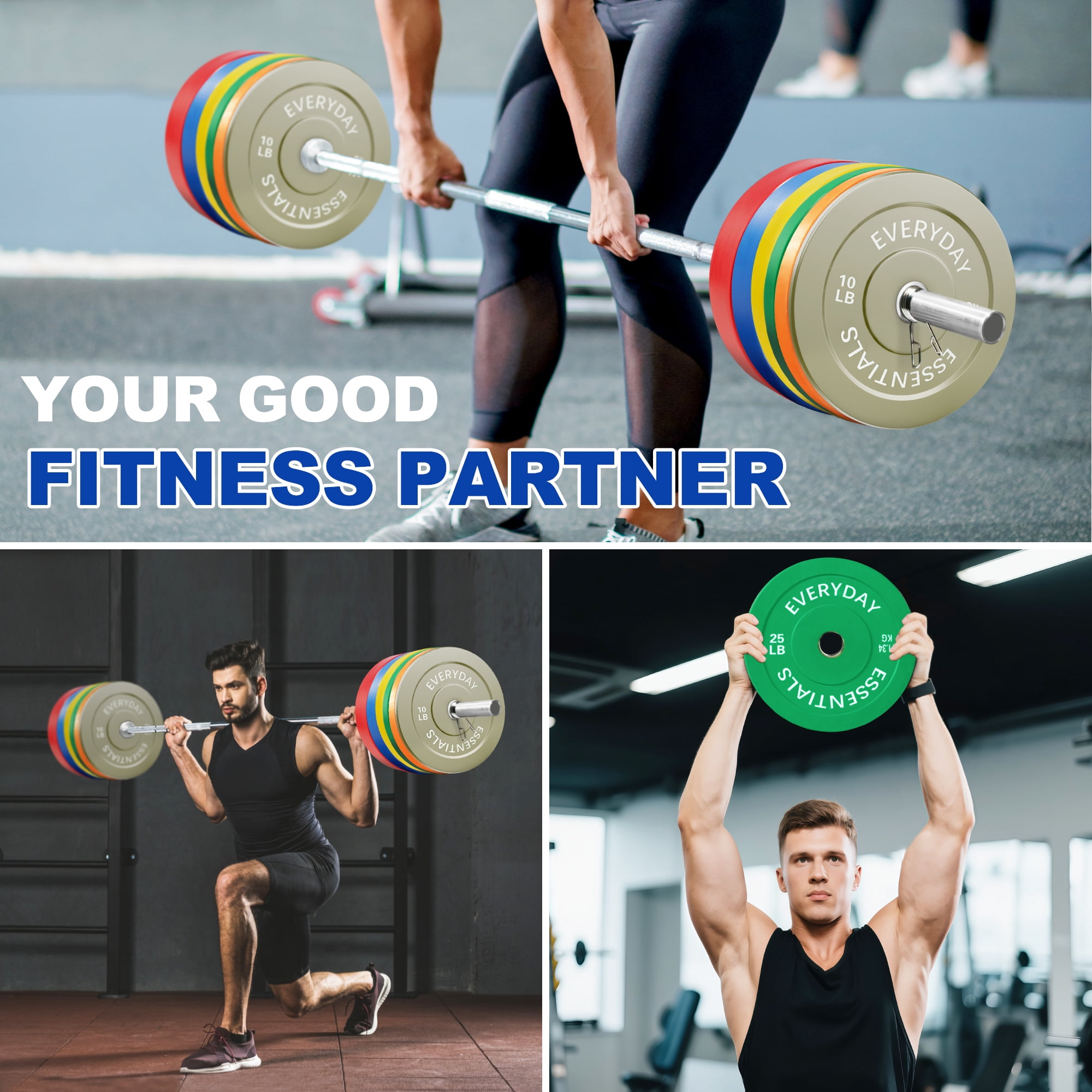 BalanceFrom 2" Olympic Bumper Plate Weight Plate Set with 7 ftBarbell