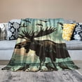 thumbnail image 2 of Orinice Moose Birds Trees Warm Lightweight Blanket Soft Fleece Blankets Throw Blanket for Living Rooms Sofa Decor Cow Gifts All Seasons Bed Blanket 50x60in, 2 of 6