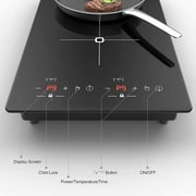 VBGK Double Induction Cooktop, 2000W 2 Burner Electric Countertop 12 inch Hot Plate with Touch Control, Timer, Child Lock for Home Kitchen Cooking