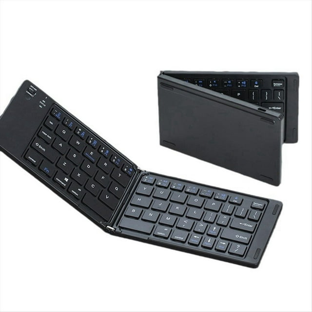 Teclado Bluetooth Plegable de Portátil Mini Teclado Bluetooth Recargable Oficina Teclado Negro