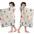 thumbnail image 4 of Beige Princess Flower Pattern Hooded Bath Towel，50"x30" for Ages 3 To 12 Kids, Quick Dry Lightweight Soft Microfiber Hood Beach Towel Cover Up for Kids, 4 of 7