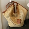 thumbnail image 2 of Straw Beach Bag for Women - Handmade Raffia Woven Tote Handbag, Summer Mesh Beach Purse for Vacation Holiday, 2 of 7
