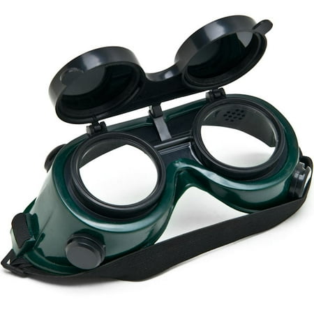 Biltek NEW Welders Safety Goggles Welding Cutting Glasses Flip Up Dark Green Lenses Oxy