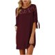 thumbnail image 1 of Mujeres verano moda casual cuello redondo media manga vendaje sólido encaje patchwork vestido suelto Fridja  qw610, 1 of 5