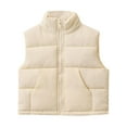 thumbnail image 1 of Gibobby Chaqueta de Forro Polar para bebés niñosChaleco de algodón con cuello para niños, chaleco de algodón para niños y niñas en el exterior, abrigo de(Beige, 6-7 Años), 1 of 3