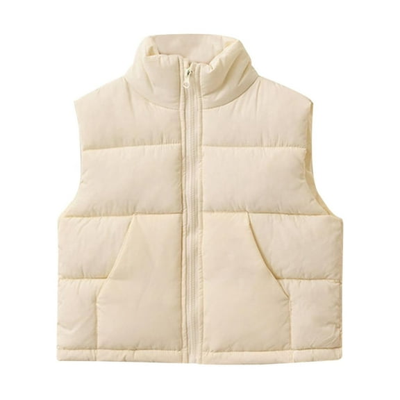 JIKNTTR Kids Boys Girls Winter Warm Down Padded Vest Sleeveless Padded Gilet Cute Winter Coat Thickened To Wear Outside Snow Down Jacket Outwear