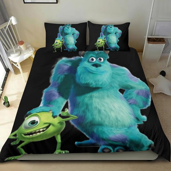 3 Piece Comforter Cover Set For Monster University Duvet Cover Sets Bedding Set Cute Super Soft For Teens Kids Bedroom Gifts,1 Duvet Cover with 2 Pillowcases Twin