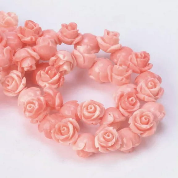 U8MO 10pcs Rose Flower 6mm 8mm 10mm Resin Artificial Coral Beads For Jewelry Making-6mm-Light Rose