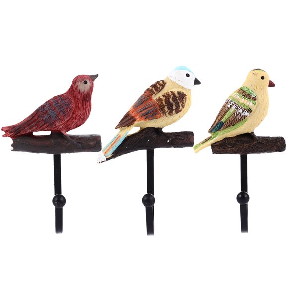 3 ganchos de pared con forma de pájaro, estante de almacenamiento, gancho decorativo, organizador de ropa de pared