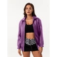 thumbnail image 5 of Women'S Loose Fashion Long Sleeve Lapel Oversized Faux Leather Jacket with Zipper Spring Fall Clothing Purple XXL, 5 of 9