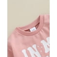 thumbnail image 5 of Bslissey Baby Girls Sweatshirt Romper Pink Long Sleeve Letter Print Crew Neck Bodysuit Newborn Infant Loose Jumpsuit Casual Daily Clothes 3M 6M 12M 18M, 5 of 7