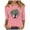 Pink, variant on YUGYXL Three Quarter Sleeve Tshirts for Women Mardi Gras Fancy Printed Clothes Dressy Crew Neck Basic Fit Tees Theme Party Soft Tunic Tops Sales