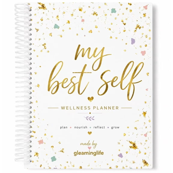 Gleaminglife Wellness Planner, A5, Spiral Binding, Daily Planner for Self Care