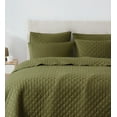 thumbnail image 3 of Cannon Cannon Solid Oversized Percale Quilt Set 100% Cotton  3 Piece Full/Queen Quilt Set in Olive Green, All Season, Adult Size, OEKO-TEX Certified, 3 of 7