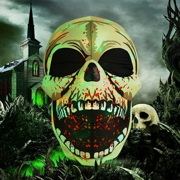 GOOSH Halloween Inflatables 4 FT High Halloween Inflatable Skull with Magic LEDs, Scary Skulls Inflatable Halloween Skull Inflatable, Outdoor Halloween Decorations Clearance for Holiday Party