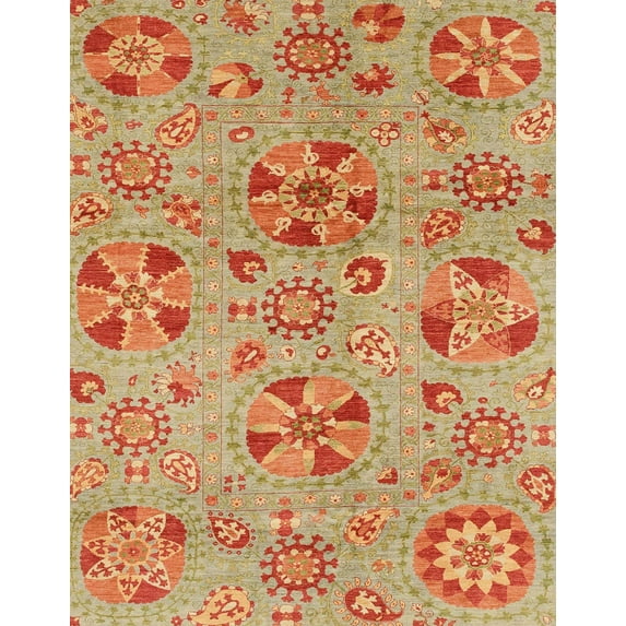 Ahgly Company Machine Washable Indoor Rectangle Abstract Orange Red Area Rugs, 7' x 9'