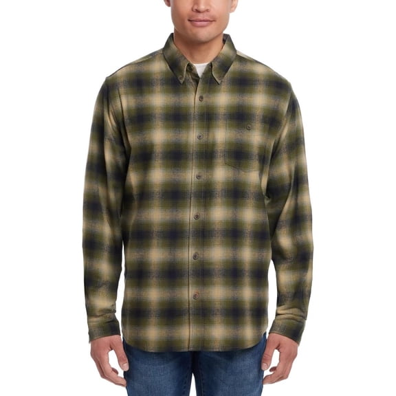 Weatherproof Vintage Men's Classic Long Sleeve Plaid Flannel Button DownGreen, S