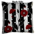 thumbnail image 2 of PKQWTM Floral Red Poppies Black White Striped Reversible Mermaid Cushion Cover Home Decor Sequin Pillow Case Size 16x16 inches, 2 of 2