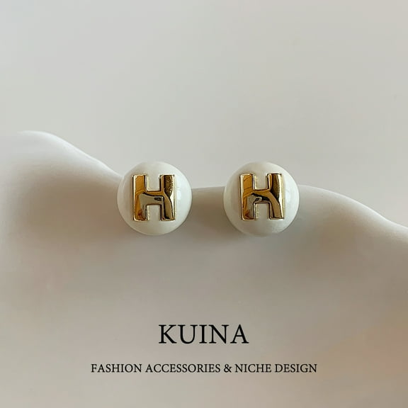 White letter H exquisite senior sense of light luxury earrings new explosive temperament earrings female niche unique beautiful earrings