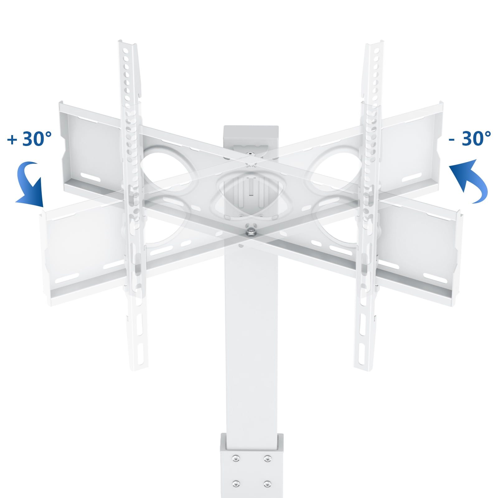 Floor TV Stand with Mount Swivel for 50 to 75 inch Flat TVs Wood Base, White Shelf