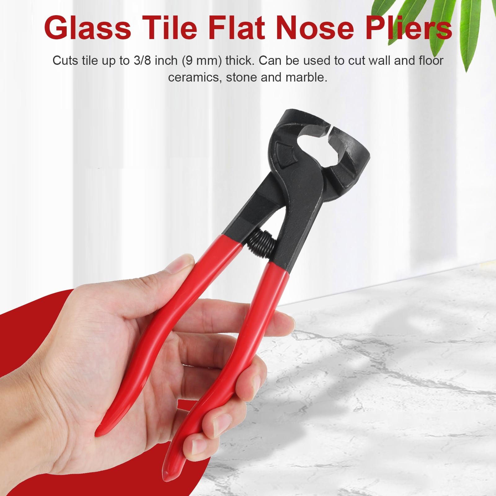 2 Pcs Glass Tile Nippers Set with Handle Heavy Duty Wheeled Glass Mosaic Nipper and Hd Ceramic Tile Nipper for Cutting Glass Mosaic Ceramics Stone Metal