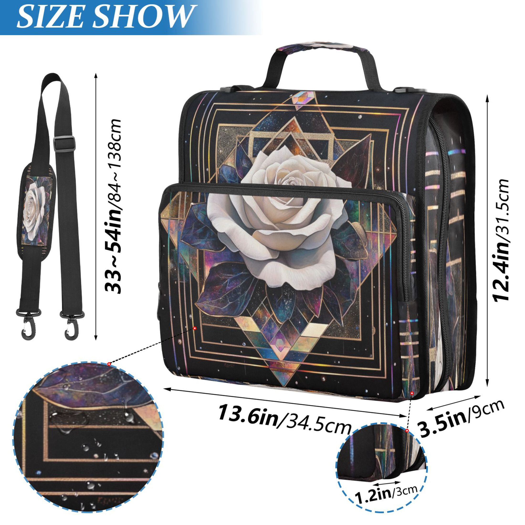 YAZAOO Zipper Binder trapper keeper Documents Organized Design Rose Among Stars Printed