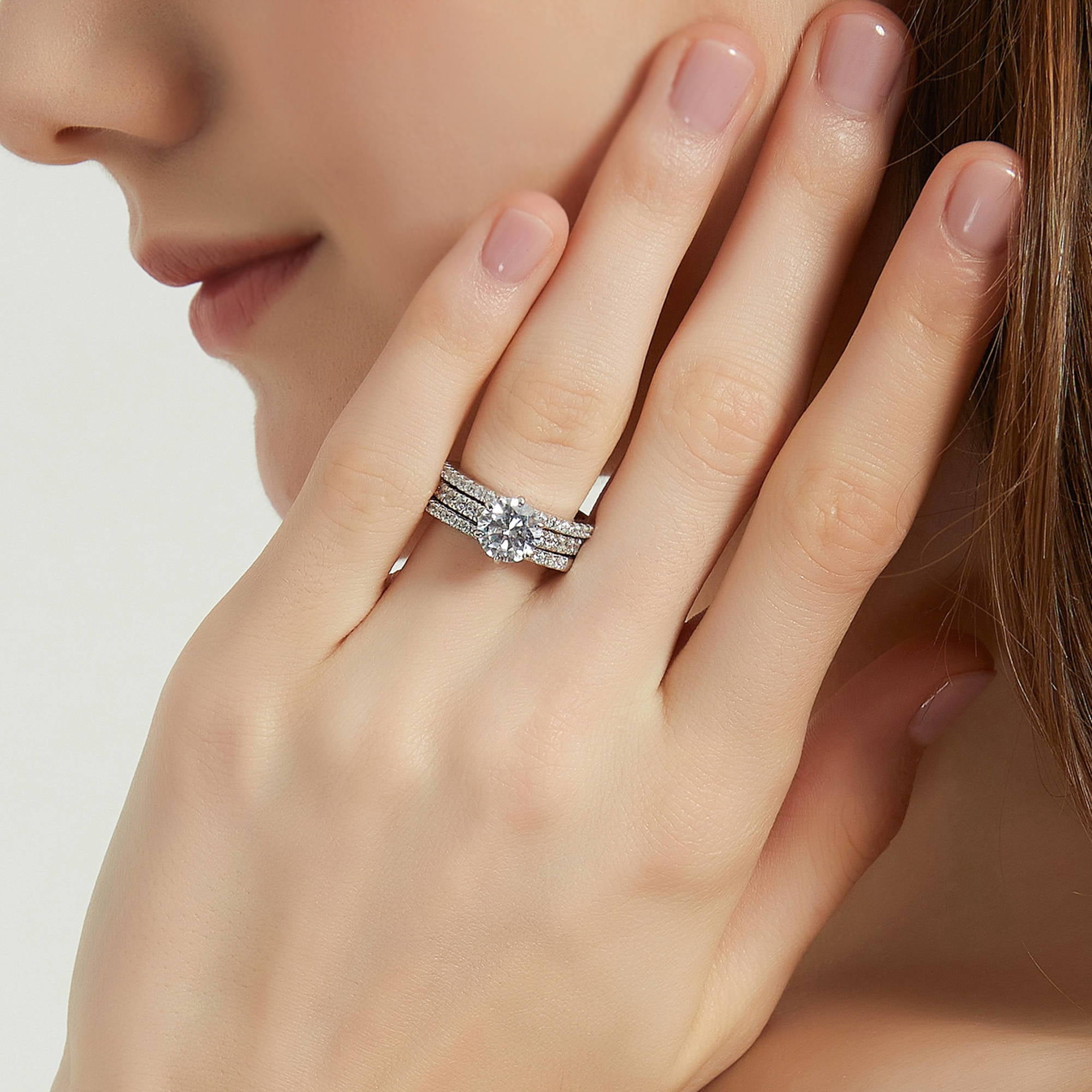 BERRICLE Sterling Silver Solitaire Engagement Rings Statement Stackable Band for Women, 2 Carat Round Cut Cubic Zirconia CZ Ring Set Size 4