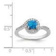 thumbnail image 2 of 925 Sterling Silver Rhodium Plated Simulated Blue Opal and Cubic Zirconia Halo Ring Size 8 1.9mm Wide Ring for Women, 2 of 2