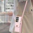 thumbnail image 5 of ELEHOLD Luxury Wallet Case&nbsp;for Samsung Galaxy S21 Ultra Case Organ Card Slots Holders PU Leather Metal Snap with Crossbody Shoulder Strap Shockproof Elegant Purse Case,pink, 5 of 6