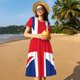 thumbnail image 4 of Fotbe English Vestido Largo de Moda para Mujer, Vestido Tipo Camiseta con Manga Corta y Estilo Casual a Rayas y Bloques de Color, 4 of 6