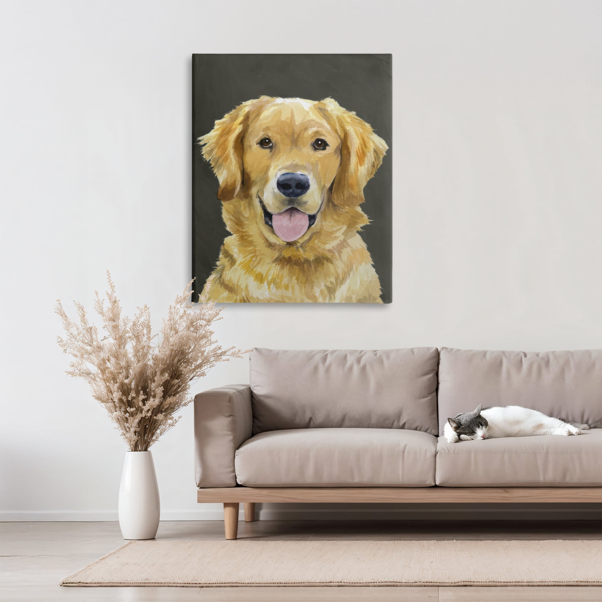 Stupell Industries Joyful Golden Retriever Portrait Canvas Wall Art, design by Lil' Rue
