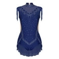 thumbnail image 3 of SiiRoh Girls Sparkly Tassel Latin Dance Leotards Gymnastics Ballet Figure Skating Bodysuit Dancewear Navy Blue 8, 3 of 6