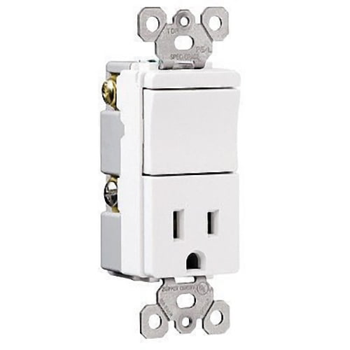 PS White Decorator Rocker Light Switch Receptacle Power Outlet 5-15R 15A TM818-W 