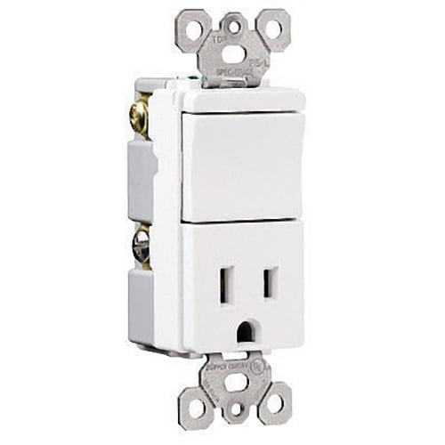 Pass And Seymour White Decorator Combination Single Pole Switch Outlet 15a
