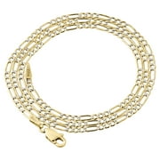 10K Yellow Gold 2mm Diamond Cut Figaro Chain Necklace Lobster Clasp, 22 Inches