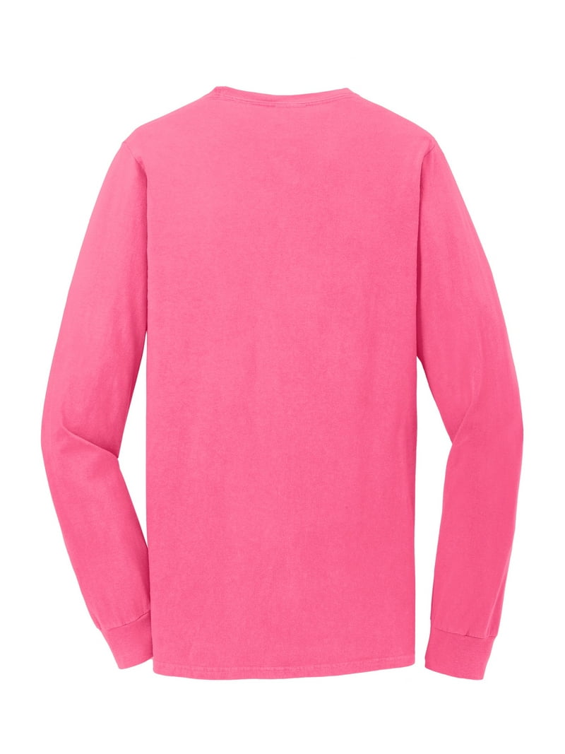 【oan】Rosa long Sleeve Port & Co Adult Male Men Plain Long Sleeves T-Shirt Neon