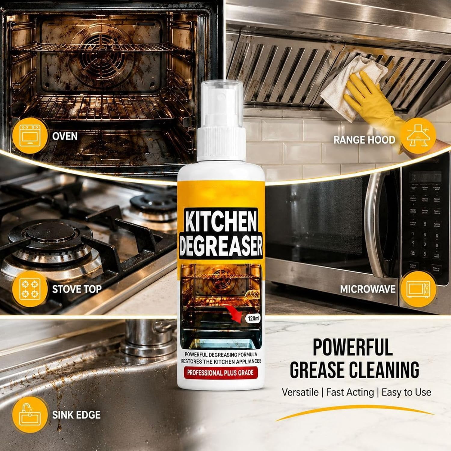 Greasekiller Bbq Spray, Greasekiller Spray Grill Cleaner, Grease Killer Heavy Duty Degreaser, Fast-Acting Grease Removal for Grills, Stovetops, and All Kitchen Surfaces