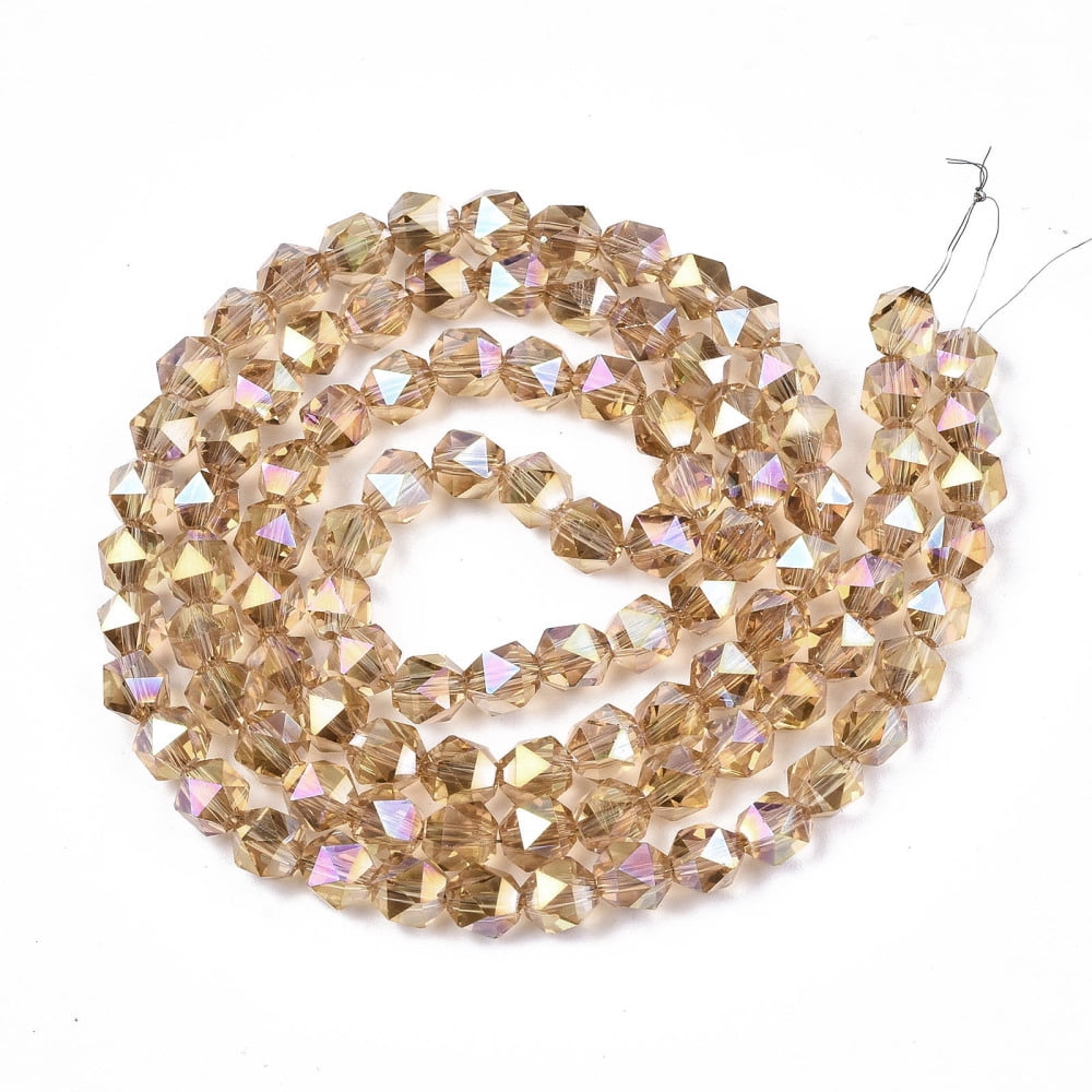 Electroplate Transparent Glass Beads Strands AB Color Plated Faceted Round Mixed Color 6x5.5x5.5mm Hole: 1mm about 100pcs/strand 22.44 inch(57cm)