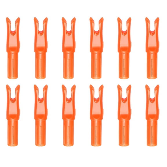 Uxcell Archery Arrow Nocks, Plastic Nocks Replacement Arrows Tail Accessory-Fitting For (DIY Hunting Shooting/Compound/Recurve Bow) 6.2MM/0.24" ID & 12 Pcs & Plastic & Orange